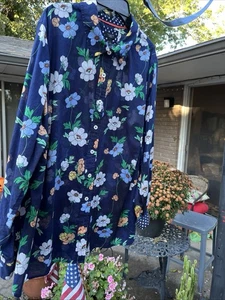 Talbots Plus Petite Blusenshirt 2XP klassisch geknöpft dunkelblau geblümt leicht - Bild 1 von 13