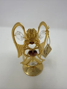 SWAROVSKI CRYSTAL FEBRUARY BIRTHSTONE DIAMOND ANGEL 24K GOLD PLATED ORNAMENT - Picture 1 of 9
