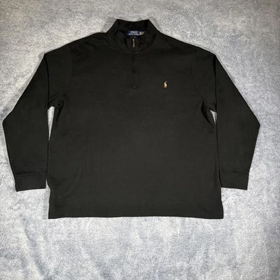 Polo Ralph Lauren 1/4 Zip Estate Rib Pull Over Men's 2XLT Black w/ White Pony - Image 1 of 4