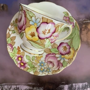 1940s Vintage Royal Albert Bouquet Pattern Hand Painted Floral Cup & Saucer - Picture 1 of 19