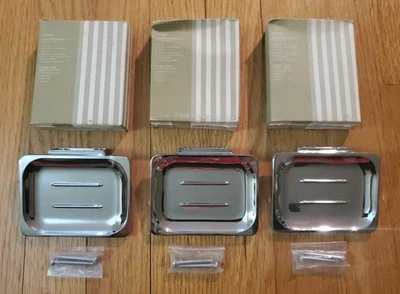 Lote de 3 Jaboneros Cromados Donner Vintage NOS Años 80 Acero Inoxidable Montaje en Pared Retro Foto 1 de 4