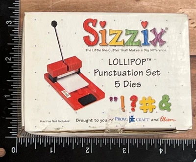 稀有全新已退回 Sizzix Lollipop 标点符号套装带 5 个模具盒装 38-1043 — 第 1/3 张图片