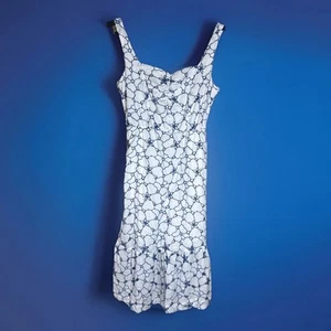 Draper James RSVP MED Midi Summer Dress Smocked Back Blue White Eyelet Nautical - Picture 1 of 7