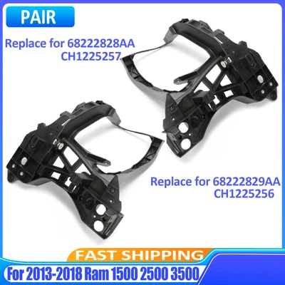 Par de soportes de montaje de faros de soporte de radiador para Ram 1500 2500 2013-2024 2020 Foto 1 de 4