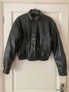 H&M Women’s Black Faux Leather Bomber Jacket - Size S - Brand New - Picture 1 of 11