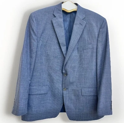 Ralph Lauren Black Label 46R Blue Checkered Wool-Silk-Linen Sport Coat Blazer - Image 1 of 4
