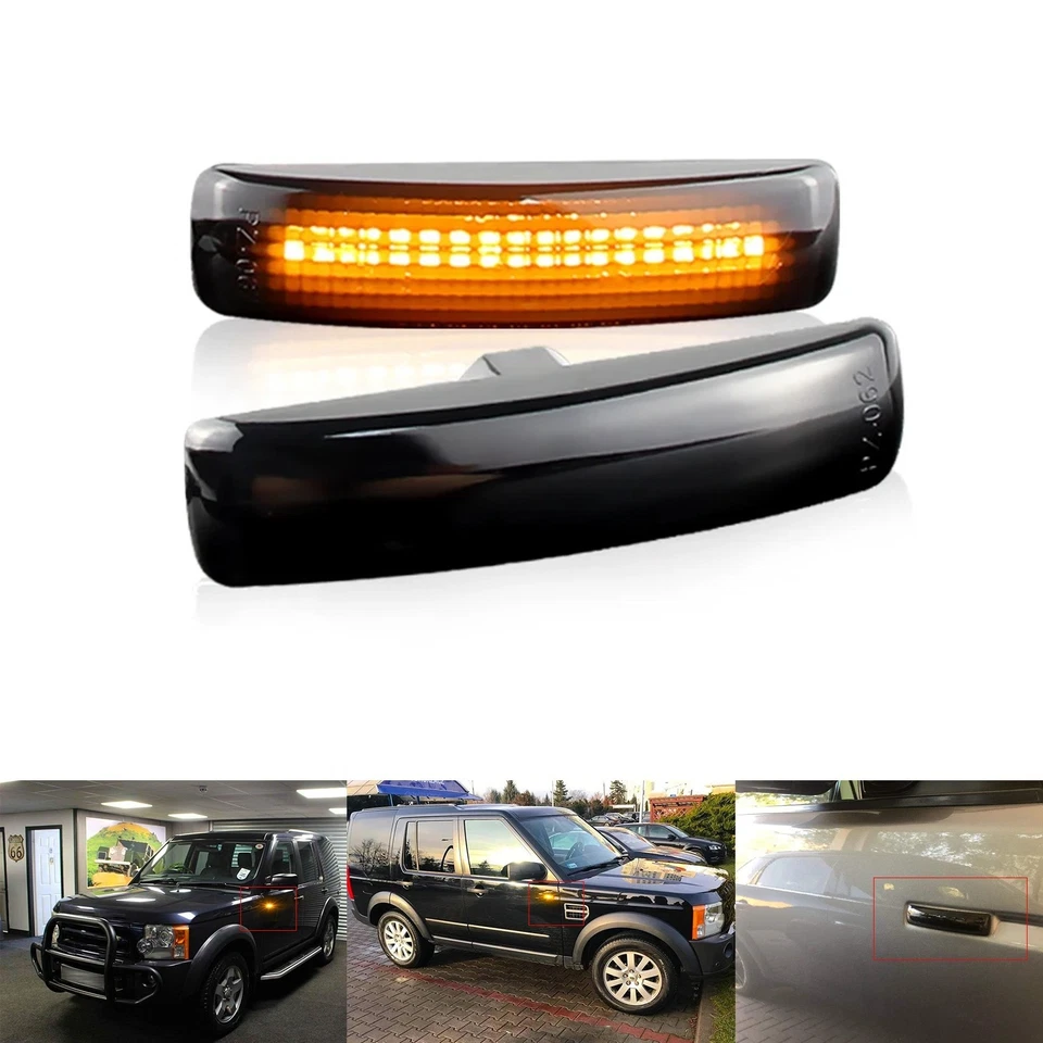 2x Luz de señalización lateral LED ámbar negro para Land Rover LR2 LR3 LR4 L320 Foto 1 de 4