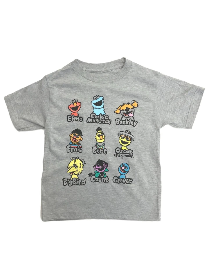 Sesame Street Boys Gray Short Sleeve Elmo Cookie Monster T-Shirt Tee 7 - Image 1 of 1