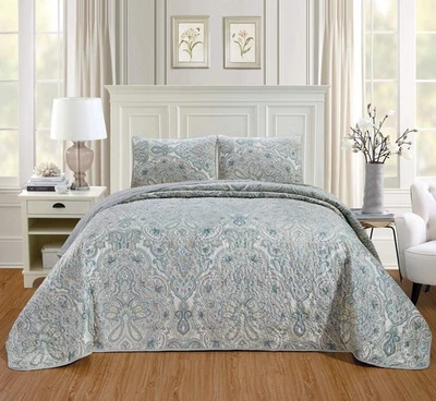 GrandLinen - 3-Piece Oversize King (115 X 95) Quilt Set Microfur Bedspread Co... - Image 1 of 2
