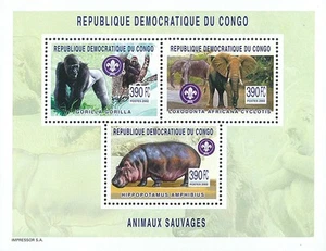 Democratic Republic of The Congo 2003 Perf. Elephants, Gorillas & Hippotamus - S - Picture 1 of 5