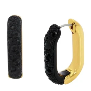 Kurt Geiger London Gold & Black Pave Crystal Hoop Earrings - Picture 1 of 6