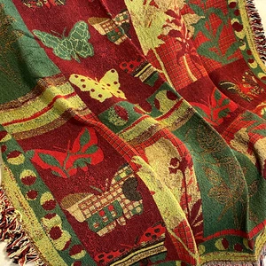 Made in USA Amber Forest Tapestry Throw Blanket Cotton Butterflies 50x60" NEW  - Picture 1 of 12
