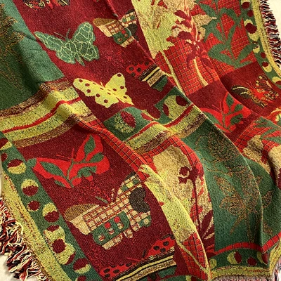 Made in USA Amber Forest Tapestry Throw Blanket Cotton Butterflies 50x60" NEW  - Image 1 of 4