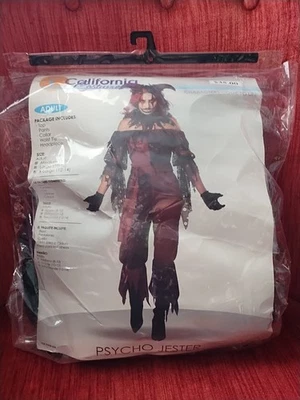 Psycho Jester Adult Costume XL Includes Top, Pants, Collar, Belt, Headband NIP - Image 1 of 4