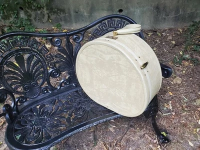 Mala caixa chapéu redonda Samsonite branca marmoreada vintage 4520 - Imagem 1 de 4