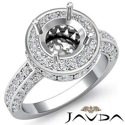 Pave Diamond Engagement Designer Filigree Ring 14k W Gold Round Semi Mount 0.7Ct - Image 1 of 4