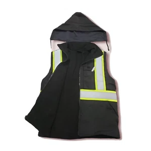 Dark Blue Men's Reflective Neon Safety Vest With Fleece - Picture 1 of 5