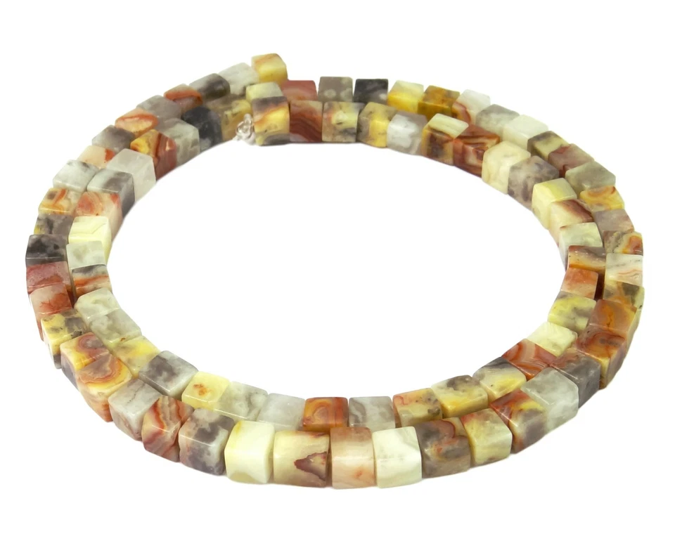 😏 Crazy Lace Achat Würfel ca. 4 mm Edelsteinperlen Strang für Kette, Armband 😉 - Bild 1 von 1