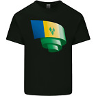 Curled Saint Vincent and Grenadines Flag Football Mens Cotton T-Shirt Tee Top