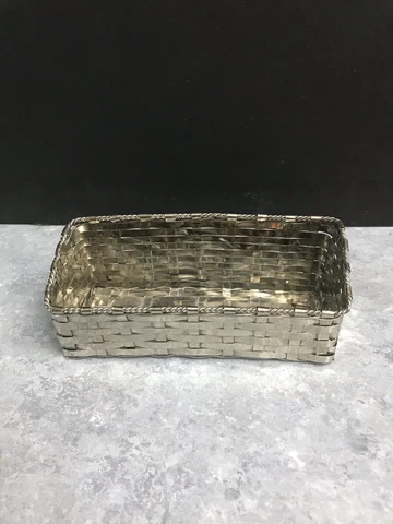 Small Woven Silver Basket, Simple Classic Design, Card Holder? Cover