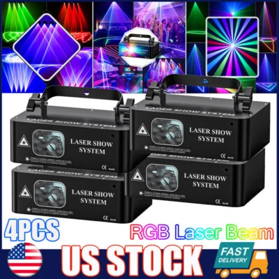 DMX RGB LED 500mW Laser Beam Scanner Projector DJ Disco Party Stage Laser Light - Image 1 of 4