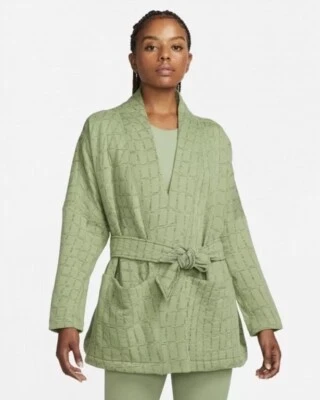 $140 Nike Yoga Therma-FIT Luxe Robe Green Jacquard Tie Front Women's S / M / L - Image 1 of 4