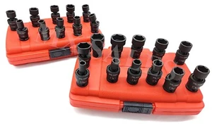 22PC 3/8" DR. SHALLOW UNIVERSAL IMPACT BALL SWIVEL SOCKET SET METRIC & SAE - Picture 1 of 2