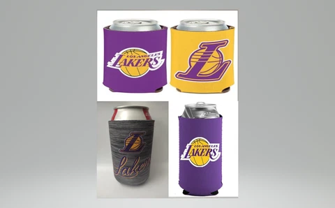 Los Angeles Lakers NBA  BEER COZI Can COOLER LA LAKER PURPLE GOLD BLACK COVER Cover
