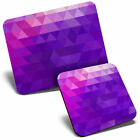 Mouse Mat & Coaster Set - Abstract Triangle Purple Art  #3787