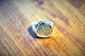 ATOCHA Coin Ring Mens 14K White or Yellow Gold Treasure Shipwreck Coin Jewelry