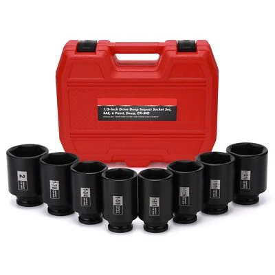 8PCS 1/2"Dr. Deep Impact Socket Set-SAE, 1-9/16" to 2", 6-Point CR-MO - Image 1 of 4