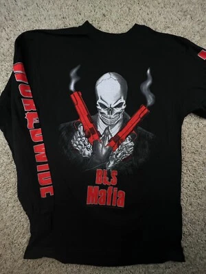 Vtg 2005 BLACK LABEL SOCIETY Black T Shirt BLS Mafia Long Sleeve M&O Knits MED - Image 1 of 4