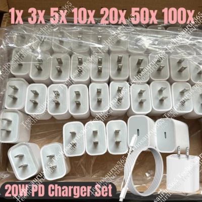 Bulk Lot 20W PD USB C Fast Charger Cable Type C Cord For iPhone 14 13 12 11 8 6 - Image 1 of 4