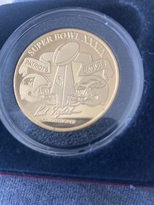 2005 Super Bowl 39 XXXIX Official 24kt Gold Overlay Flip Coin /5000 COA Patriots - Picture 1 of 4