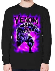 Marvel VENOM Langarm lizenziertes schwarzes T-Shirt BRANDNEU Spider-Man Größe Large - Bild 1 von 1