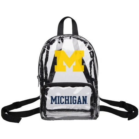 Michigan Wolverines Clear Mini Backpack [NEW] NCAA X-Ray Stadium Bag Tote PVC Cover