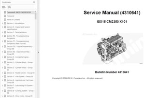 Manuel de réparation de service Cummins Signature ISX15 450ST CM2350 X101 1-2 4310641 USB - Photo 1/3