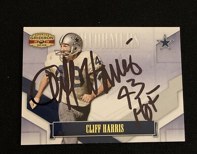 HOF CLIFF HARRIS 2008 DONRUSS GRIDRION GEAR SIGNED AUTOGRAPHED CARD COWBOYS - Image 1 of 2