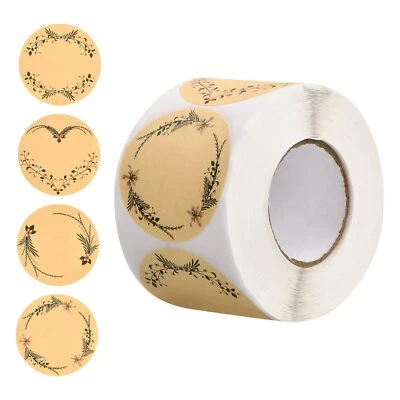 500 Stück Etiketten Selbstklebend 5cm Kraftpapier Aufkleber Rund Geschenkstic... - Bild 1 von 4