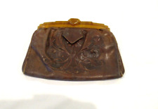 1920s leather pocketbook Art Nouveau with bakelite clasp