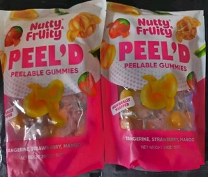 2er Pack Nussige Fruchtig Geschälte Mandarine, Erdbeere & Mango Schälbare Gummis 20 Unzen - Bild 1 von 3