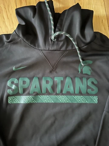 Michigan State Spartans Hoodie Mens Large Black Nike Dri Fit Sweatshirt EUC Cover
