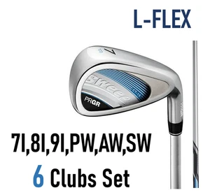 PRGR SWEEP LADIES IRON 6 CLUBS SET L-FLEX GRAPHITE (#7, 8, 9, PW, AW, SW) BLUE - Picture 1 of 7