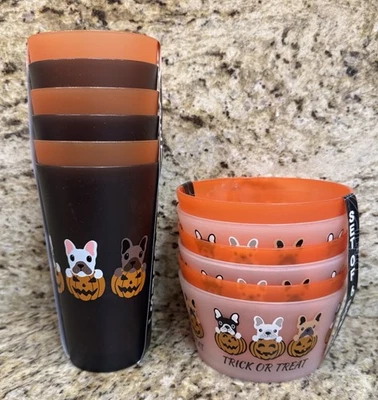 Frenchie Bulldog Francés BPA Gratis Truco o Tetina Haloween Cuencos y Tazas Nuevo con Etiquetas Foto 1 de 3