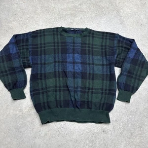 Vintage Nautica Plaid Knit Sweater Men’s Large Green Blue Crewneck 90s Style - Bild 1 von 10