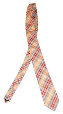 Gravata masculina xadrez multicolorida Geoffrey Beene feita à mão 56" - Imagem 1 de 4