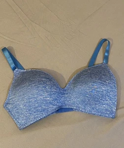 Rene Rofe kabelloser leicht gepolsterter T-Shirt BH blau Gr. 34B - Bild 1 von 2