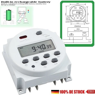 Digitale LCD Zeitschaltuhr DC/AC 12V 16A Timer Programmierbar Schalter Zeit Gut - Bild 1 von 4