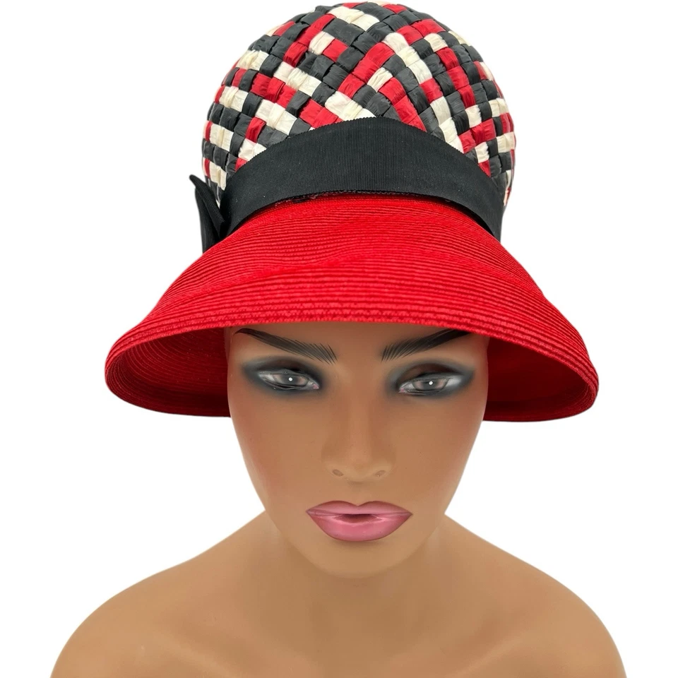 VTG 1960s Union Made Cloche Hat Queen Of Hearts Bridge Club Kentucky Derby Churc - Image 1 of 4