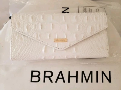 🌷NUEVO CON ETIQUETAS 🌷 BRAHMIN 🌷 CARTERA TRÍPTICA BLANCA SAL MARINA🌷 Melb GenLeather  Foto 1 de 4
